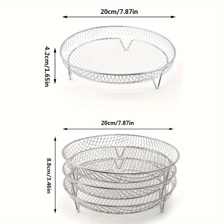 1pc/3pcs Air Fryer Accessories, Round Air Fryer Rack, Multi-purpose Air Fryer Accessories, Steam Rack, Stainless Steel Stackable Rack, Dehydrator