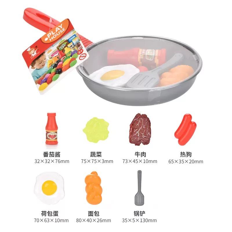 8PCS Children Kitchen Food Toys Simulation Cookware Game Set Pretend Play Pot Steak Vegetable Bread Hot Dog Omelette Kids Gift