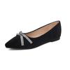 Pointed Rhinestone Bow Flat Shoes Women's High Heels Commuting
