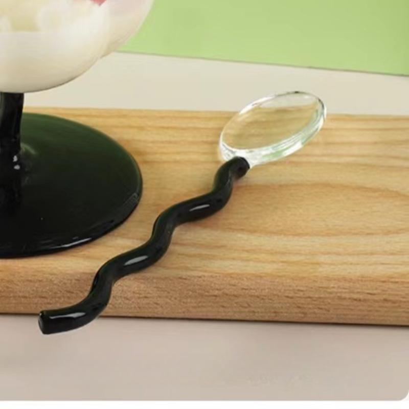 

Креативные стеклянные ложки для молока, цветные прозрачные ложки для перемешивания кофе и десертов, ложка-мешалка с длинной ручкой, кухонная посуда