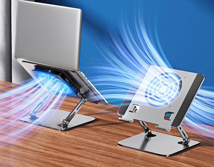 Adjustable Turbo Cooling Laptop Stand: Suspended Carbon Steel Base for Heightened Cooling