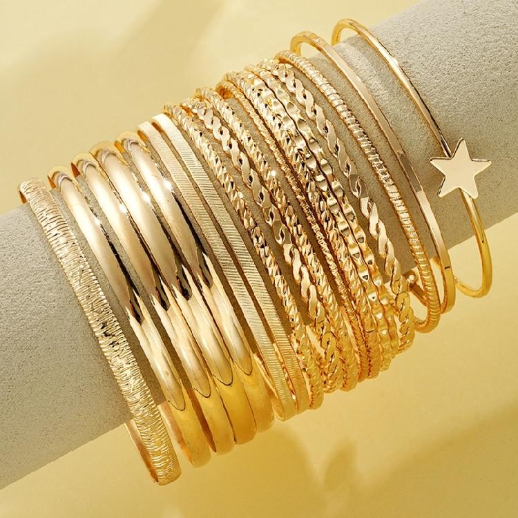 18 Stück Schwarz Beschichtetes Eisen Gedrehte Stern Armbänder Set Tragbar und Stilvoll für Jeden Anlass