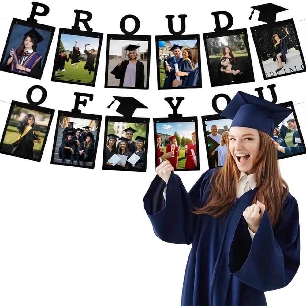 Celebrate Congrats Grad Banner 12th Grade Photo Frame Hanging Flag Graduation Ceremony