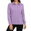 Women's Long Sleeve Button Down Color Blouse with Pockets and Side Slits Casual Collared Top