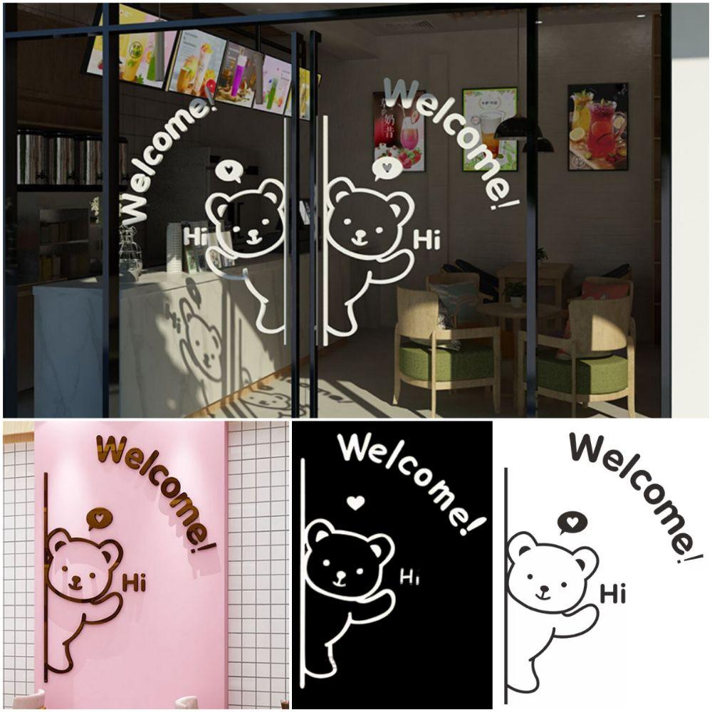 Shopwindow Sticker Door Decals Black White Embossed Wallpaper Welcome Wall Stickers  Glassdoor
