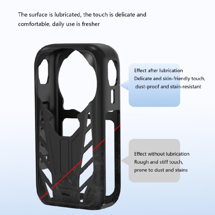 Black Silicone Body Case for X6 Action Camera, Flexible Open-Frame Cover for Everyday Handling, Control Access and Storage
