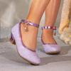 Girl's High Heel Shoes Elegant Sequins Kids Leather Shoe Fashion Bling Glitter Causal Children Princess Shoes for Party Wedding
