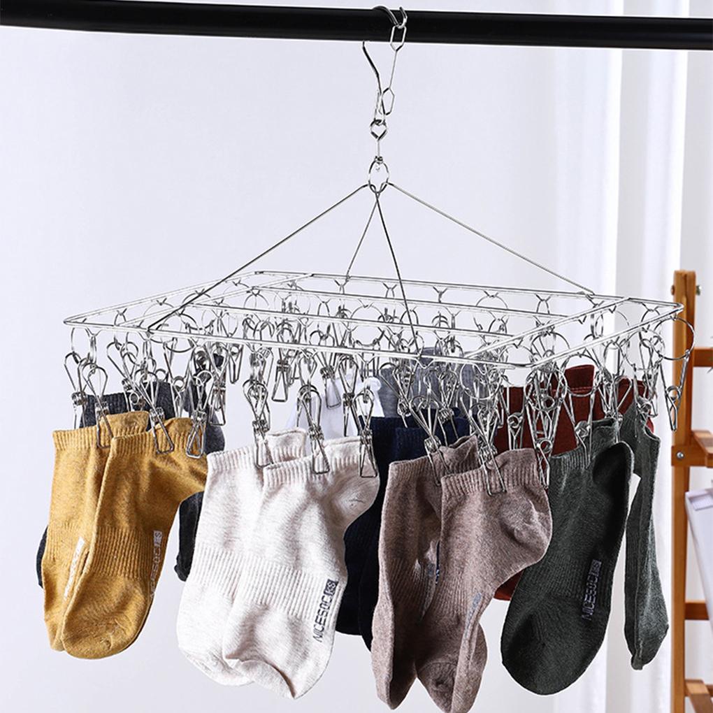 Space-saving Metal Sock Hanger Convenient And Practical Multifunctional Stainless Steel Drying Rack With Hanger