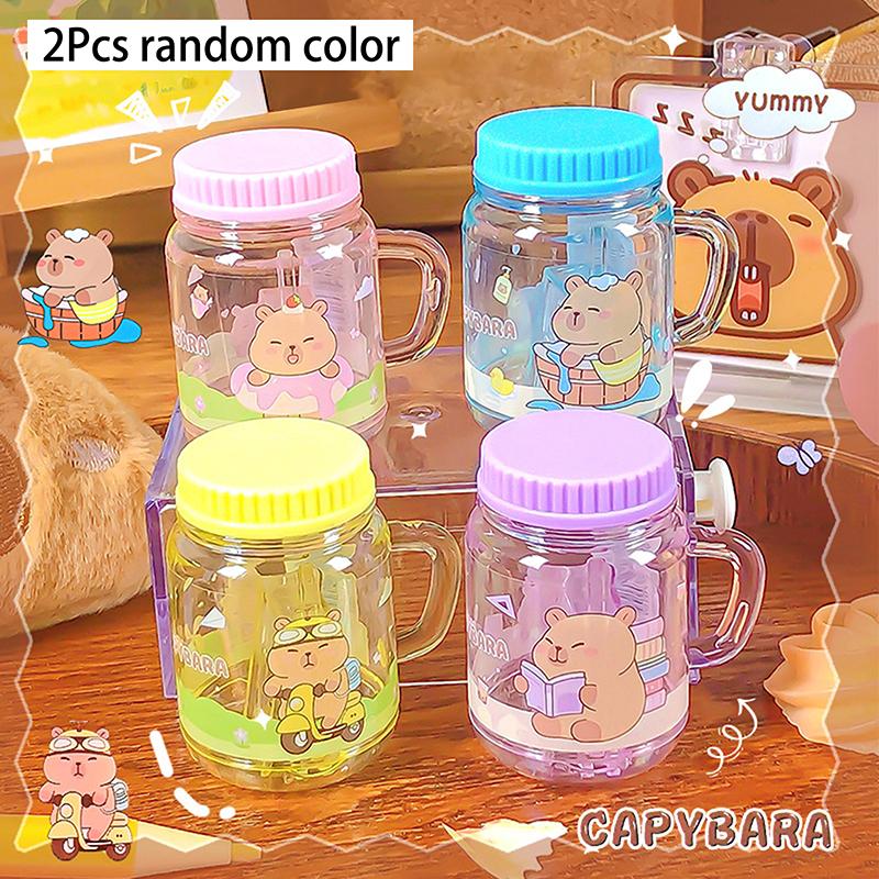 2Pcs Kawaii Portable Capybara Pencil Sharpener Creative Cartoon Pencil Sharpener Office School Supplies Student Stationery Gifts
