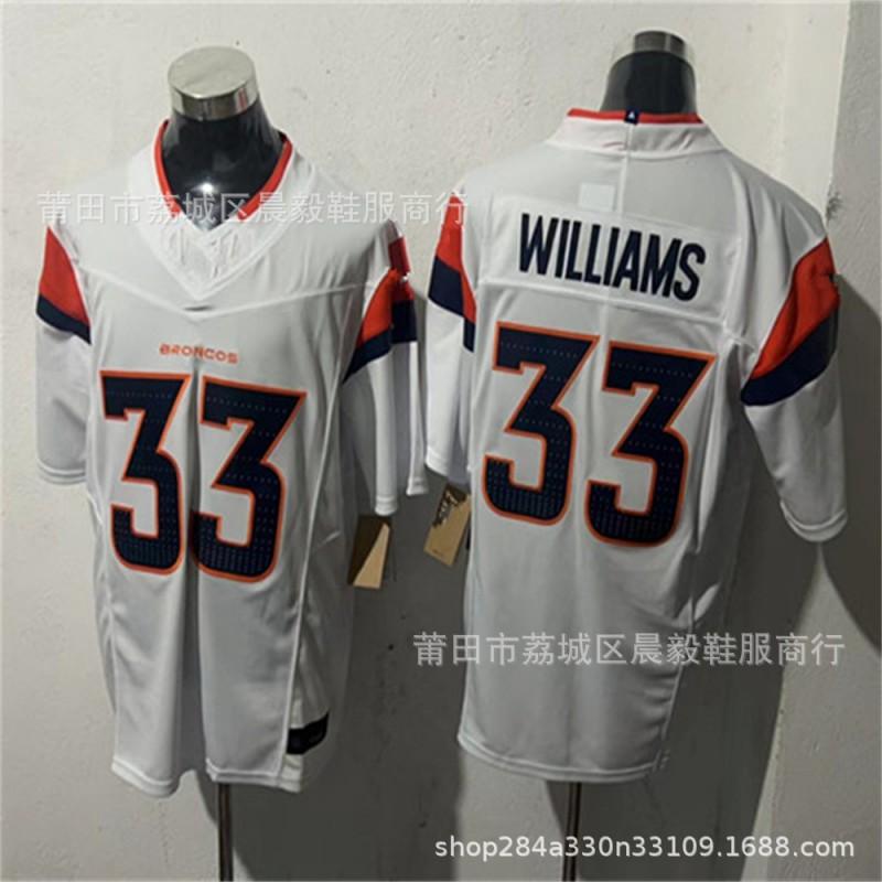 Mens NFL Style Rugby Jersey With Embroidered Numbers 7 Elway 33 Williams 10 Nix 2 Broncos Team