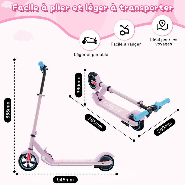 Trottinette Electrique Enfants 6-12 Ans - RCB - Écran LED - Néons Colorés - Vitesse Et Hauteur Réglables Cadeau Idéal Rose
