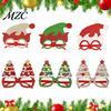 Reusable Xmas Costume Eyewear Christmas Glasses, Glitter Party Glasses Frames, Novelty Elf Snowman Santa Claus Fun Holiday Accessories for Kids