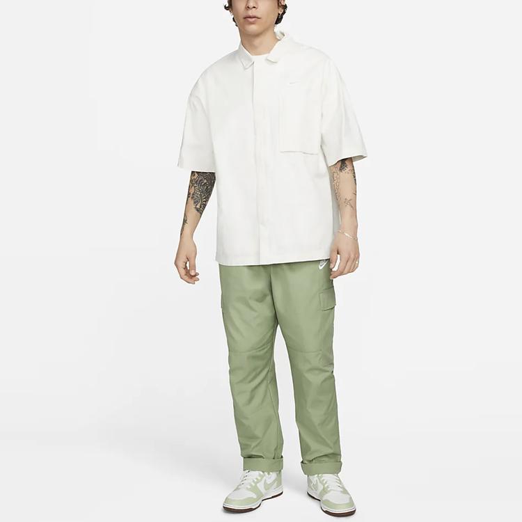 Nike Club Solid Logo Elastic Waist Straight Leg Casual Pants Men Bottoms Olive-Green DX0613-386