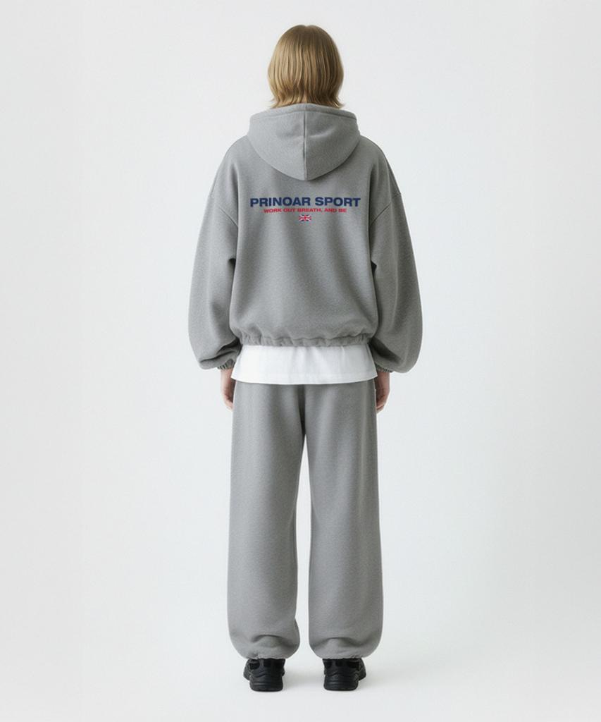 PRINOAR [Fleece Lined] Small Sport String One-Pleat Wide Pants - Melange