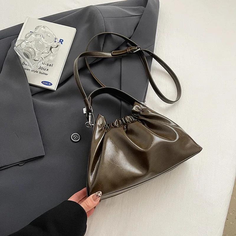 

Small PU Leather Crossbody Bags for Women 2026 Winter Y2K New Trend Fashion Shoulder Bag Solid Color Top-handle Handbags castleton зелений колір