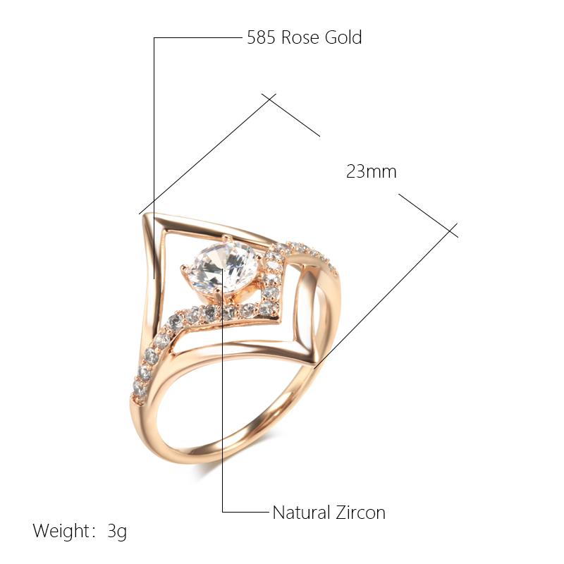 Fashion Bride Wedding Rings  Rose Gold Unique Rhombus Natural Zircon Rings For Women High Quality Daily Jewelry