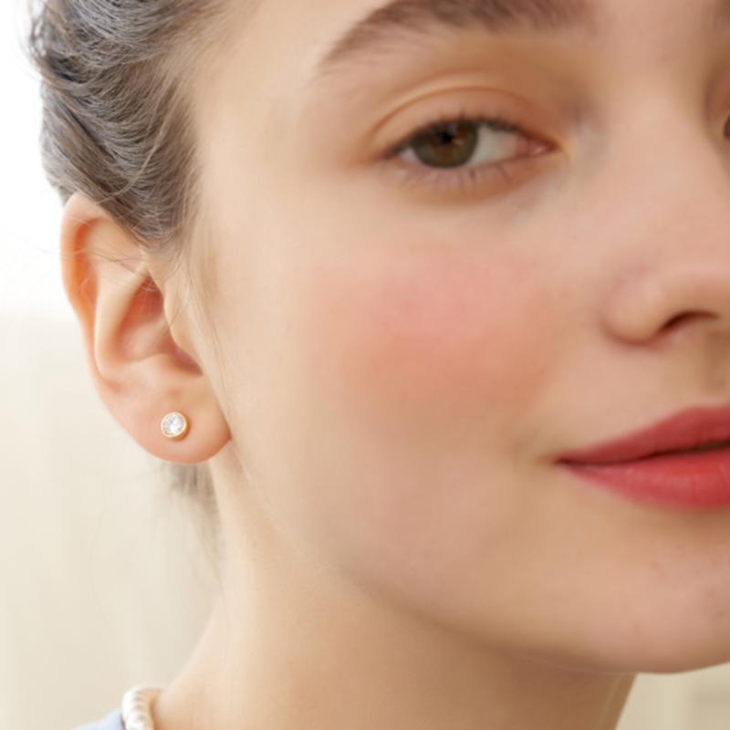 TATIANA [Silver925]Clear Daily Bezel Earring_EC1734