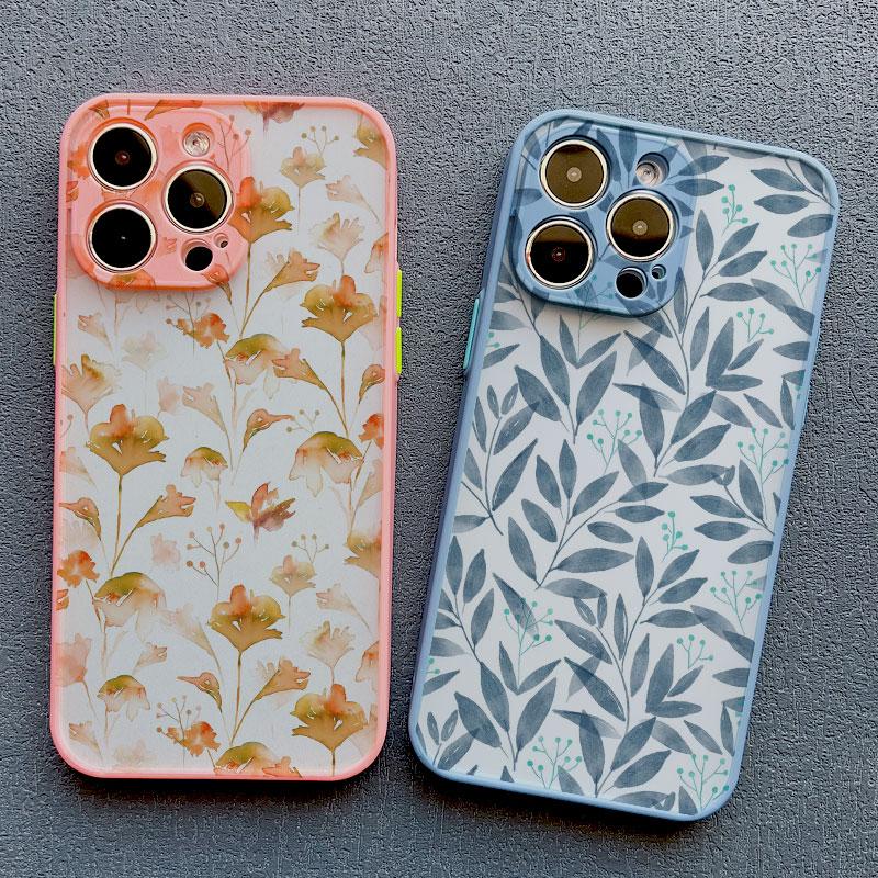 Akvarell Blomst Plante Telefondeksel For iPhone 12 13 Pro Max Mini 16 15 11 Pro Max XR XS X 14 7 8 Plus SE2 Støtsikkert Bakdeksel