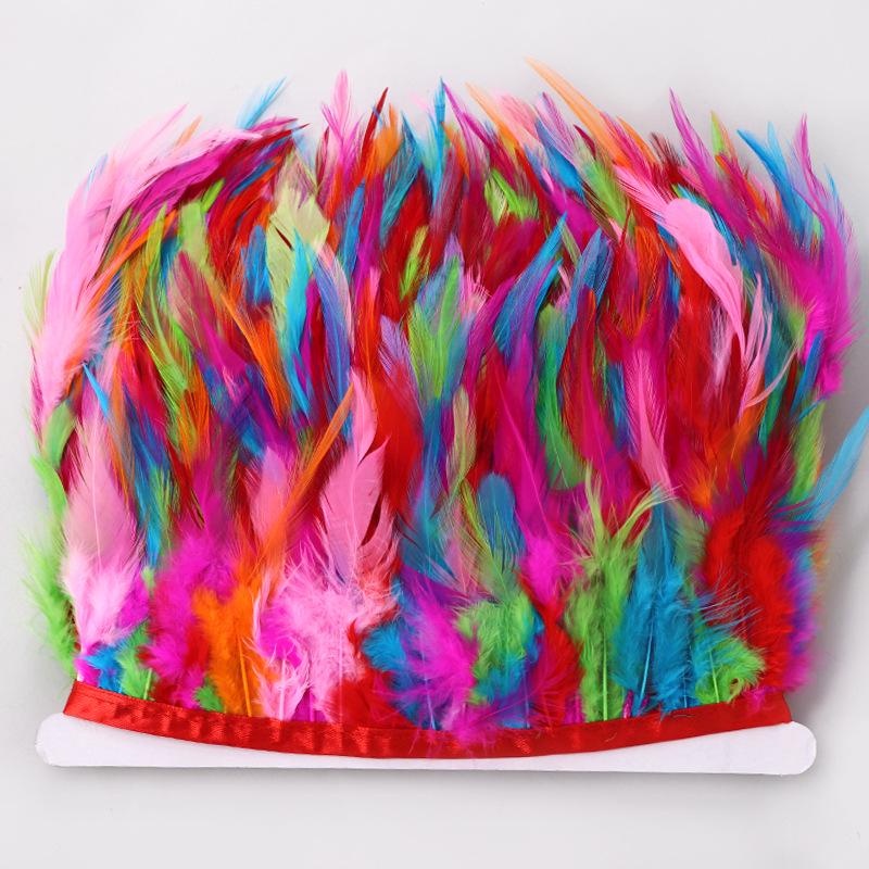 Sharp Chicken Feather Trim Fabric: White & Colored Strips, Hot Selling Cross-Border Fabric Tape.