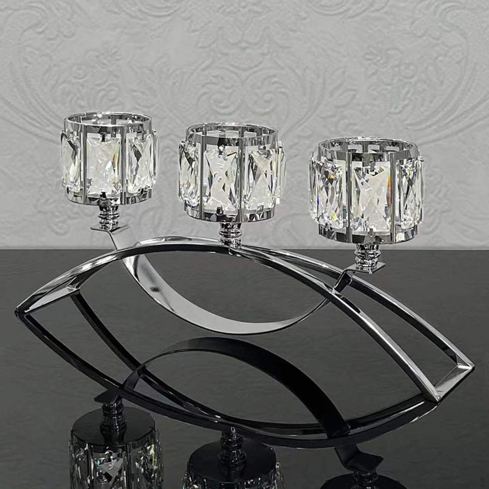 

Tea Light Candle Holder 3 Arm Glass Bowl Tealight Candelabra Decorative Table Centerpieces Taper