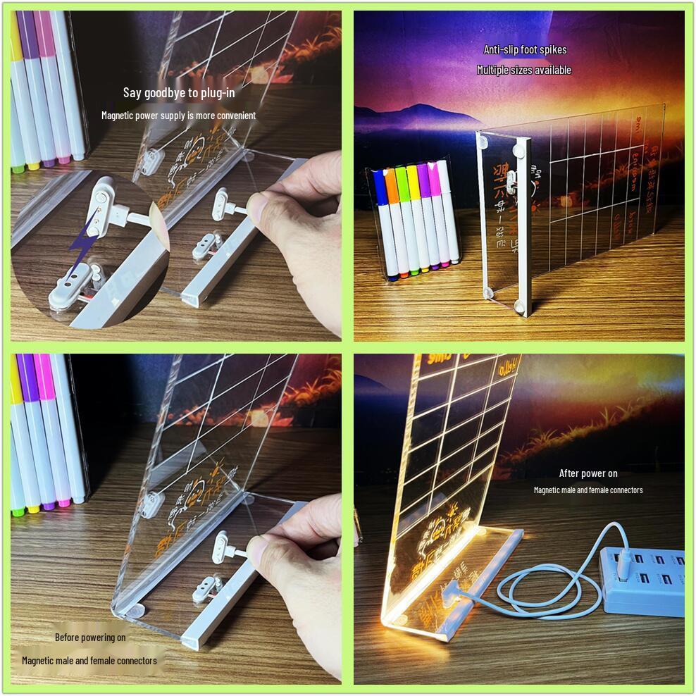 DIY Löschbare Magnetische LED Acryl Nachrichtentafel Nachtlicht