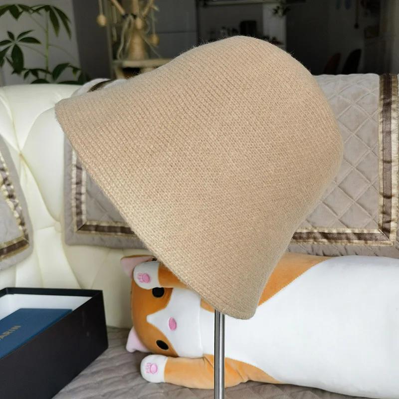 New Winter Hat Ins Wind Japanese Bucket Hats Korean Version Cute Knitted Hats Wool Bucket Hat For Women Mother Mum Gift