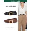 Ladies leather belt with high-end simple decoration; new trend genuine leather versatile black jeans belt.