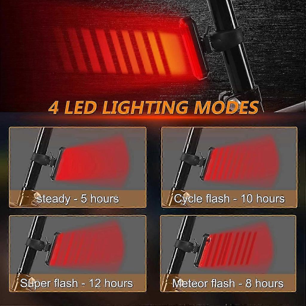 Powerful LED Bike Rear Light, Waterproof and USB Rechargeable2 Pcs Less