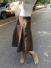 2025 Autumn/Winter Retro High-Waisted Wool A-Line Midi Skirt for Women