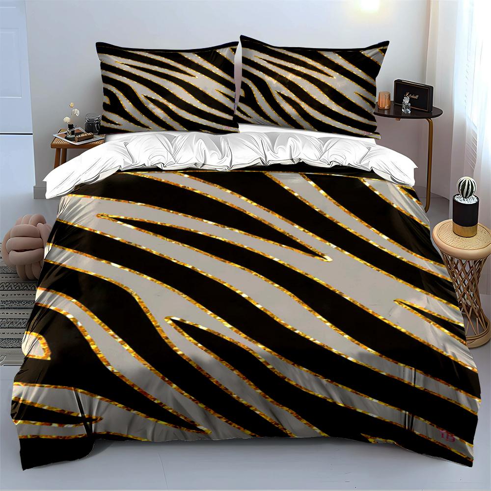 Zebra Stripe Pattern Bedding Set Bedding Set (1 Duvet Cover, 2 Pillowcases, Duvet Not Included)