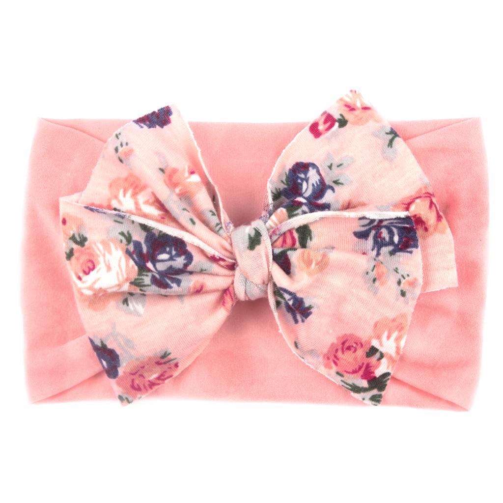 

European & American Bohemian Style Baby Bow Headband - Soft Nylon, Printed Design Hair Accessory