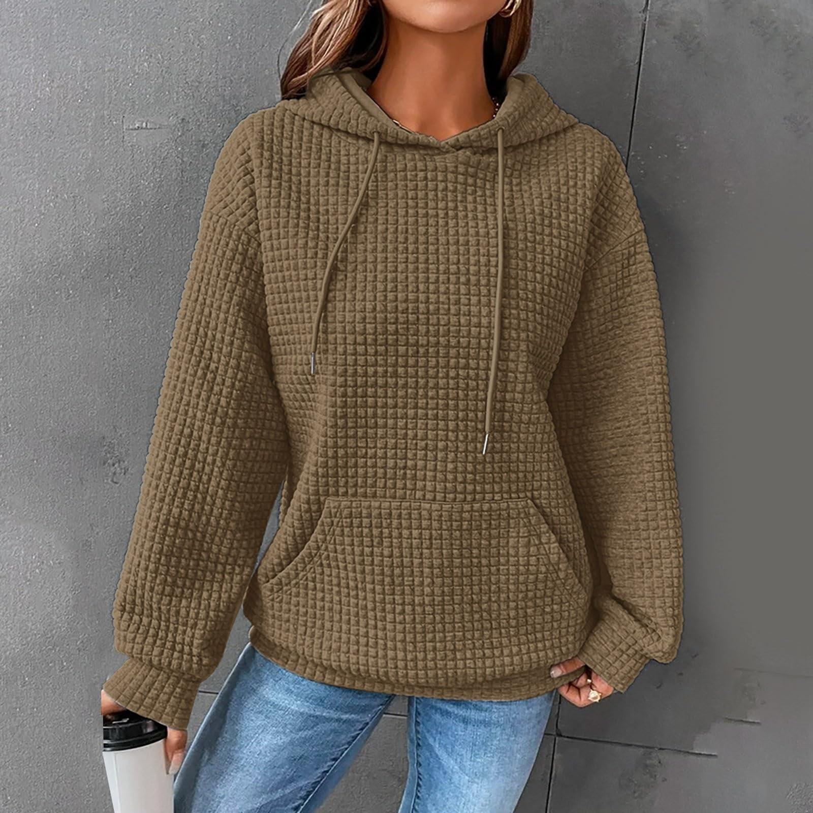 Женские толстовки с длинным рукавом, повседневные однотонные толстовки с капюшоном на шнурке для женщин, пуловер с карманами XXXL