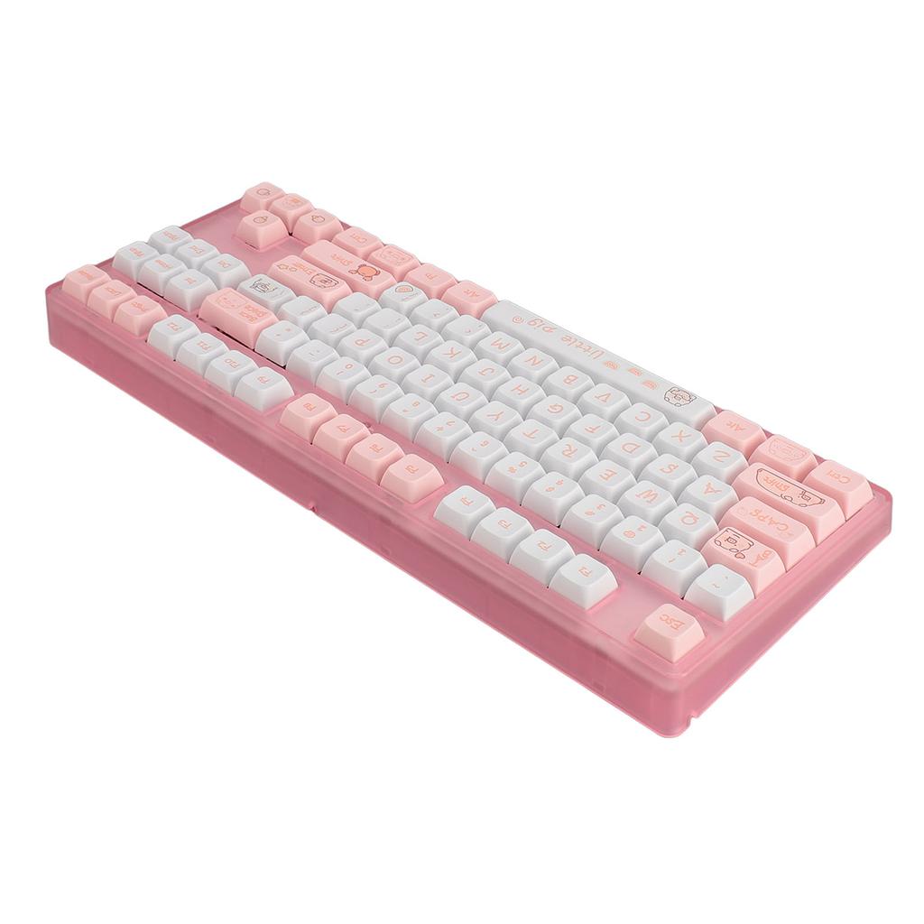 Mechanical Keyboard PBT Keycaps White Backlight Dye Sublimation 87 Keys Gaming Keyboard with Red Switch for Windows
