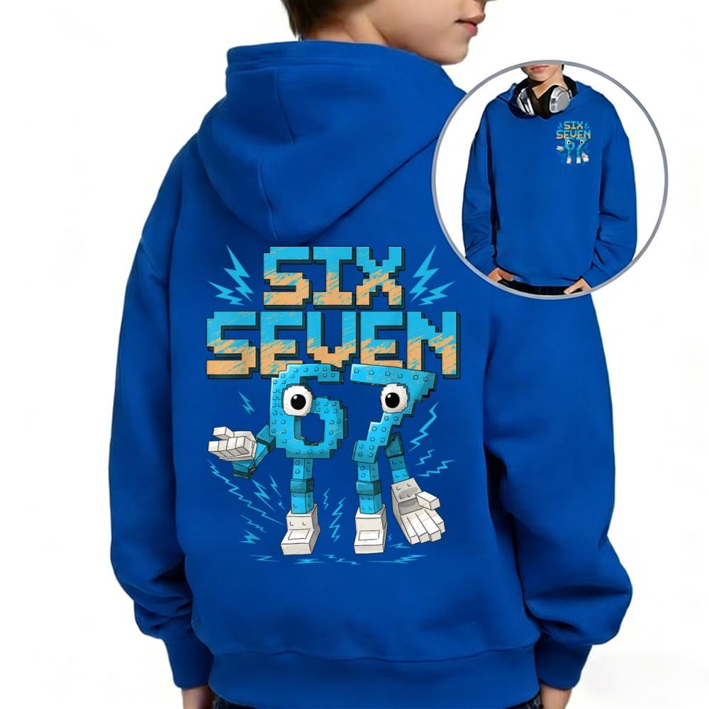 Teens Favorite SIX SEVEN Print Hoodie, Euro American Campus Style, Comfortable Top, Versatile Top for Autumn Winter