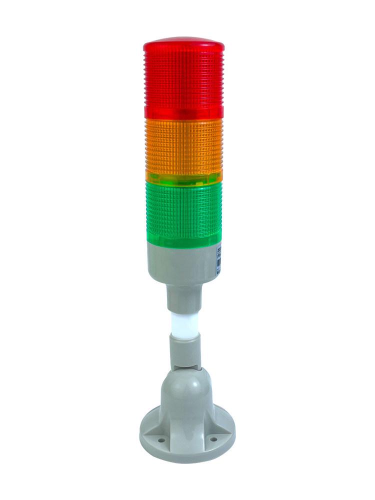 West Germany 24V LED Tri-Color Warning Light: Red, Yellow, Green, Constant/Flashing Modes