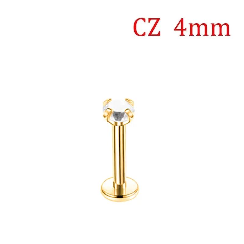 1 Stück G23 Titan Piercing CZ Stein Innen Gewinde Labret Monroe Lippenring Tragus Nagel Helix Ohrstecker 16G 18G Körperschmuck