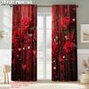 2pcs   Minimalist Curtains 2D plane printing Red Rose & Heart Durable Polyester (without rod) Decorations Inside Use for Bedroom