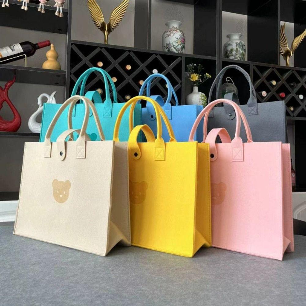 

Креативная большая сумка с рисунком медведя, большая вместительная подарочная сумка для продуктов, новые фетровые сумки для покупок