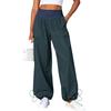 Pantaloni da Donna Elasticizzati a Vita Alta Vestibilità Casual Gamba Larga Lunghi Pantaloni con Tasche