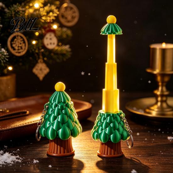 Tree Shaped Keychain Retractable Christmas Longsword Toy, 3D Printed Xmas Stress Relief Fidget Toy Keychain, Holiday Mini for Backpack Charm
