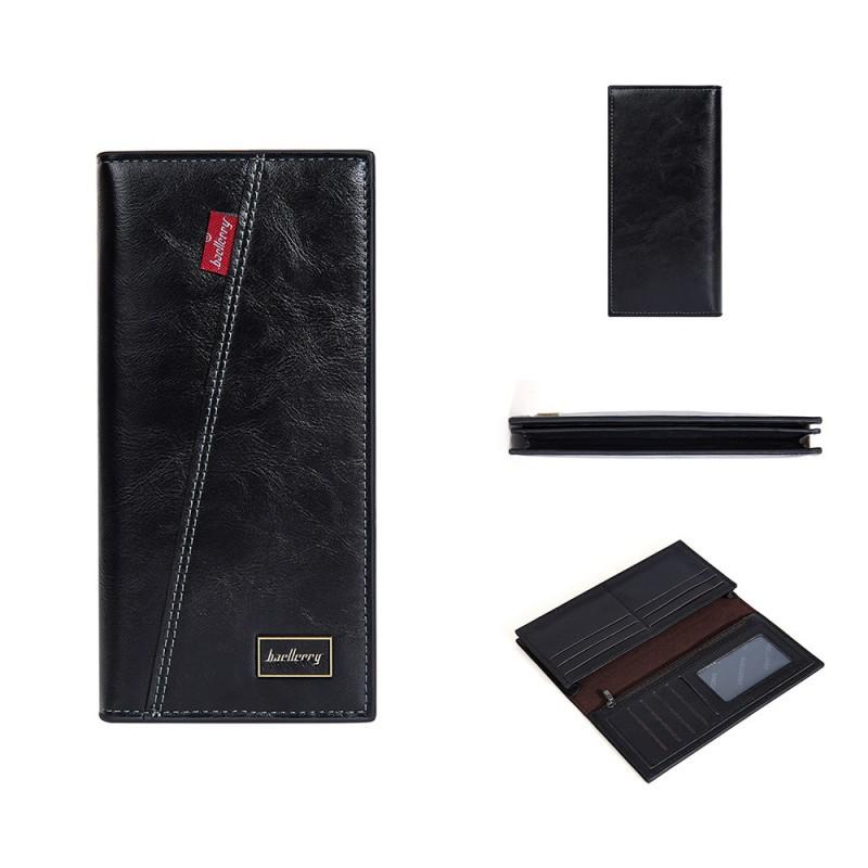 New Men s Long Wallet European American Business Multi Slot Retro Zipper 19X9X2 чёрный