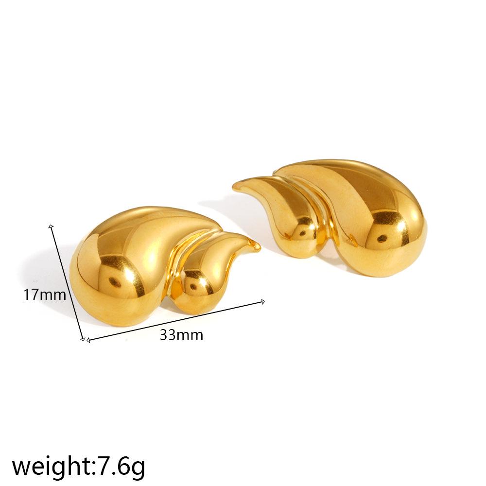 18K Gold Double Layer Titanium Steel Water Drop Stud Earrings - Light Luxury High-end Design