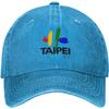 Taipei City Logo Vintage Washed Denim Baseball Cap Adjustable Cotton Dad Hat for Unisex