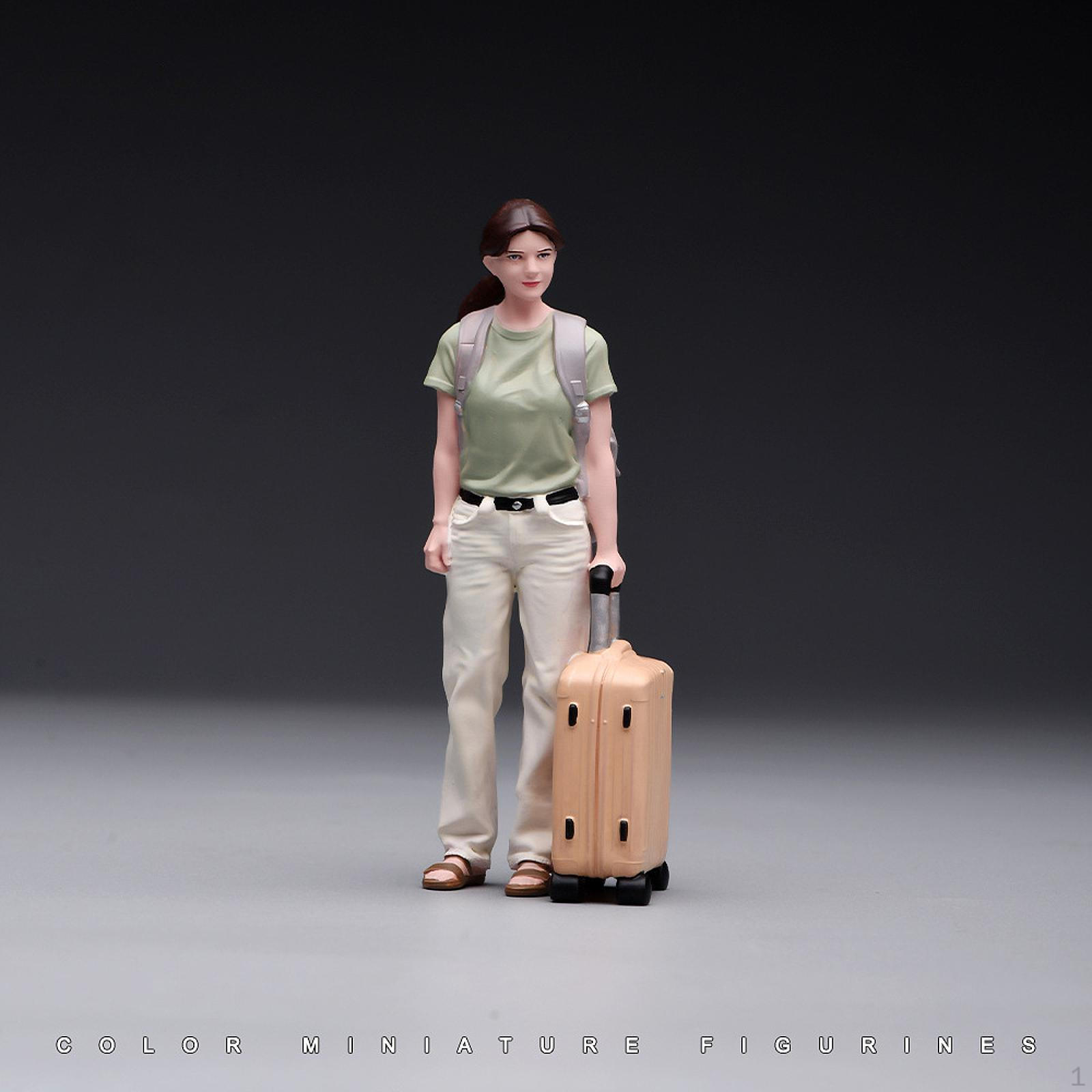 1/64 Girl Figure Miniature Scene Micro Landscape Fashion DIY Projects Resin Figurine Pulling Unpainted