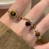 A Set of Three Stylish Sunflower Water Droplet Decorative Open Rings Suitable for Women'S Everyday Wear