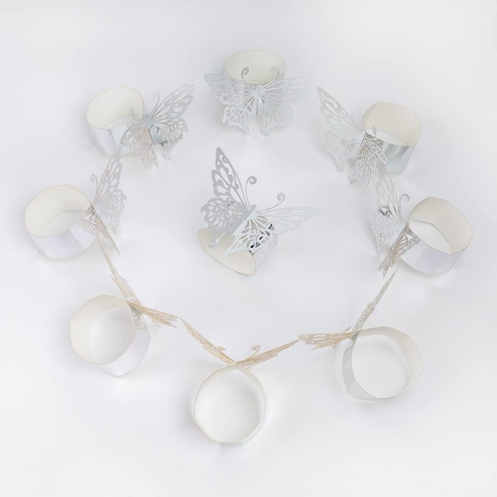 50Pc/Set Butterfly Napkin Rings Laser Cut Foil Paper Disposable Napkin Holder For Wedding Party Banquet Dinner Table Decor