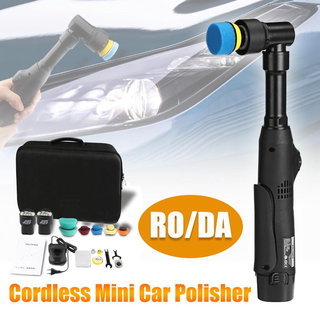 12V RO/DA Mikro Akku-Kratzerentferner Auto Poliermaschine mit 2 Akkus zum Schleifen Akku Mini Auto Polierer