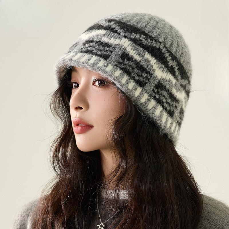 DIMANAF Women Winter Autumn Hat Thick Hat 2025 Fashion Lady Knitted Thick Hat Vintage Floral
