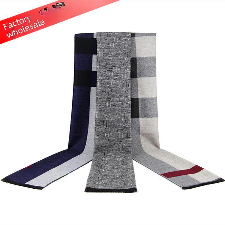 

Мужской зимний клетчатый шарф из искусственного кашемира - теплый и толстый MZ-29