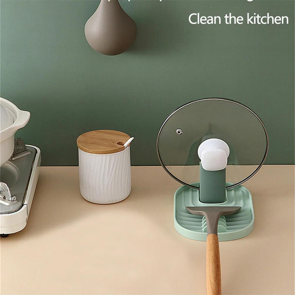 Multifunction Ladle Spoon Rest Holder Utensil Organizer Spatula Holder Racks Pot Lid Storage Pad Kitchen Storage Shelf Plastic